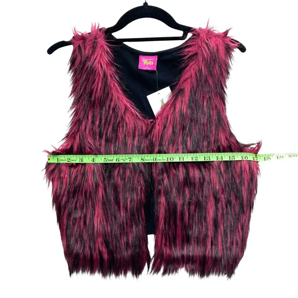 Dreamworks Trolls Faux Fur Vest, Girl's‎ Size Large, Halloween Costume, NEW